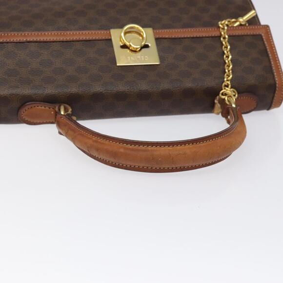 CELINE Macadam Canvas Hand Bag Pvc Leather Brown Gold - Picture 7 of 13